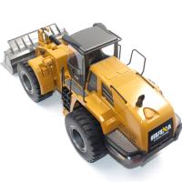 Cargadora HUINA 1583 V4 PRO Bulldozer Retroexcavadora 1/14 metal profesional 10 canales RTR 583 con bateria extra