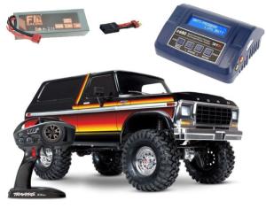 Traxxas 82046-4S1 TRX-4 Ford Bronco XLT 1/10 Crawler RTR + Batería LiPo de 6700 mAh + Cargador con batería Lipo de 50 C y cargador rápido RC
