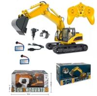 Excavadora RC multifuncion HUINA 1535-1 2.4GHZ 1:14 RTR con pala, martillo y gancho metálico + batería gratis